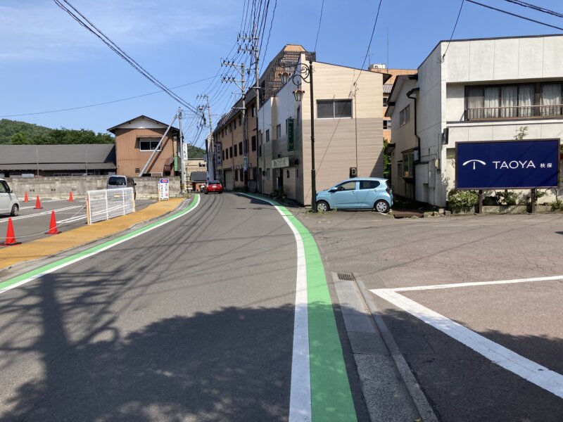 「TAOYA秋保」前の道路